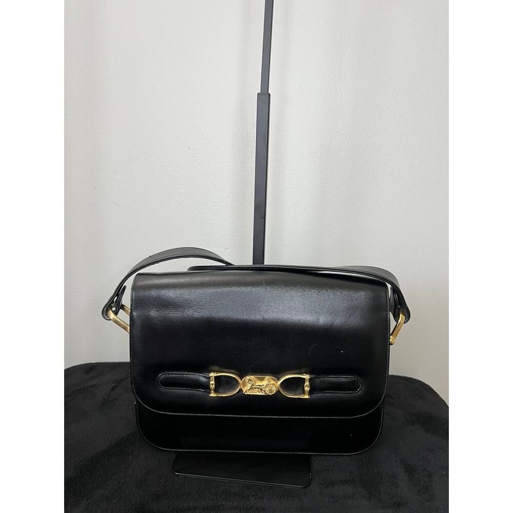 Vintage Celine Horsebit Sulky Black Leather Shoulder Bag Authenticated - Picture 10 of 15